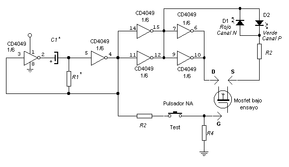 Comprobador transistores MOS-FET 